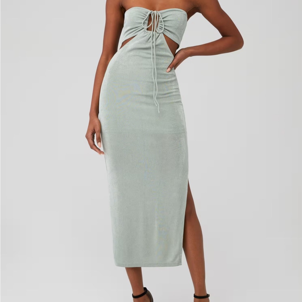 Elegant Strapless Sage Green Dress